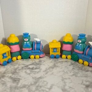 Retro Mega Bloks Colorful Train Toy Set for Kids with large amount of bonus bloc